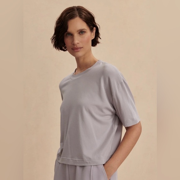 Varley Venice Easy Tee Lavender Womens Size Medium Cotton Stretch Casual Comfort - Picture 1 of 9